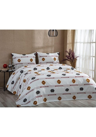 Evlen Home Katre Pamuklu Çift Kişilik Pike Takımı Yatak Örtüsü Battal Çeyiz Seti 3 Parça Çok Renkli