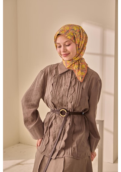 Silk Home Soft Eşarp 73091-37 Vizon, Haki, Turuncu, Sarı