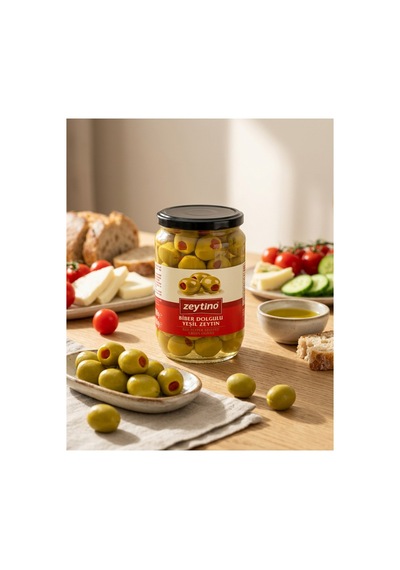 Biberli Yeşil Zeytin 400 Gr 141/160 4xl Cam Kavanoz