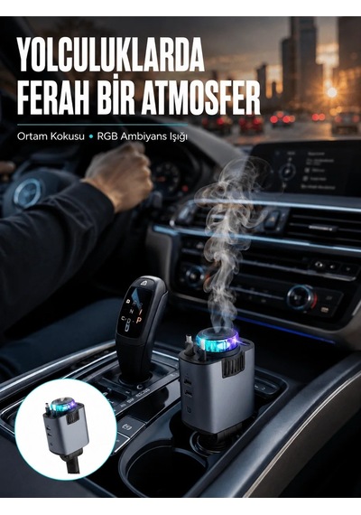 Lb Araç İçi Çok Fonksiyonlu Şarj Cihazı Hava Nemlendirici Aroma Ve Yıldız Işık Yeni Nesil