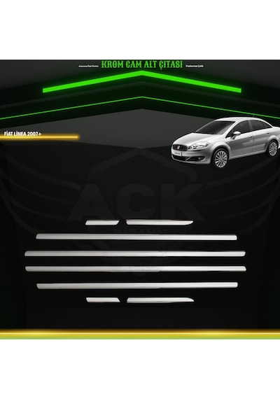 Fiat Linea 2007+ Araca Özel Krom Cam Alt Çıtası A+