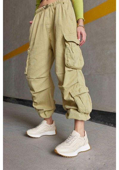 Hello Bej Hakiki Deri Kadın Sneaker-Bej