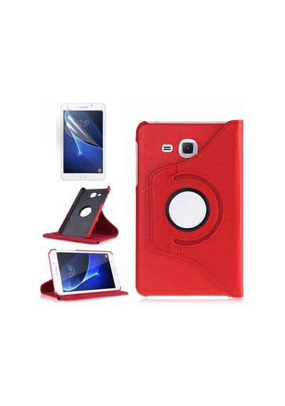 Galaxy Tab 4 T280 Uyumlu Zore Dönebilen Standlı Kılıf-kırmızı Tablet Kılıfı