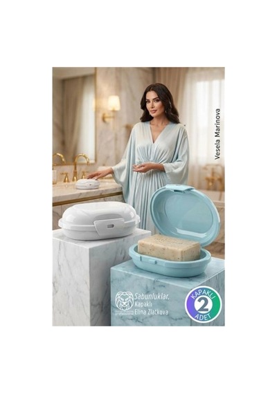 Modern Banyo Tasarımı: 2 Li Premium Sızdırmaz Kapaklı Sabunluk Seti - Hijyenik Seyahat Kutusu Str-mn Çok Renkli