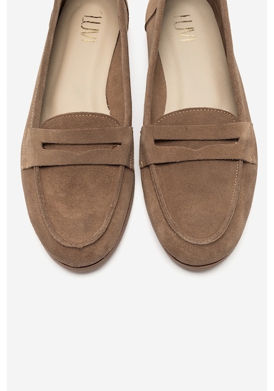 Luvi Shoes F02 Vizon Bej Süet Hakiki Deri Kadın Loafer Ayakkabı