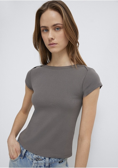 Mavi - Gri Basic Tişört 1613807-70095 Gri