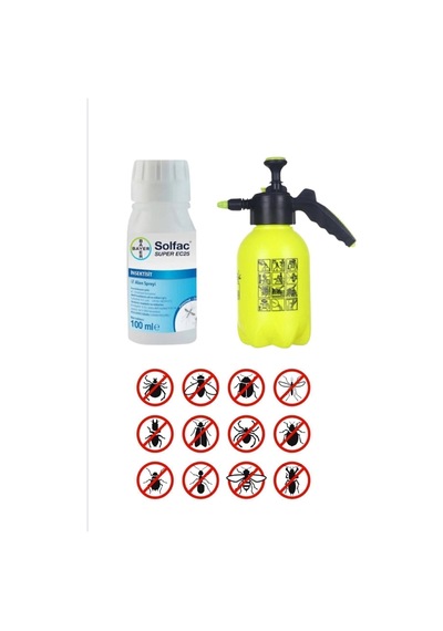 Bahçe Ilaçlama Seti Tüm Uçan Ve Yürüyen Haşerelerde Etkili/solfac Super 100ml/2lt Basınçlı Pompa