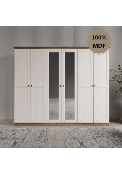 Dali 6 Kapılı Mdf Country Gardırop Aytaşı Rengi