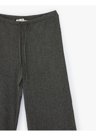 Koton Beli Bağcıklı Geniş Paça Bürümcük Pantolon Antrasit 6sal40069ık