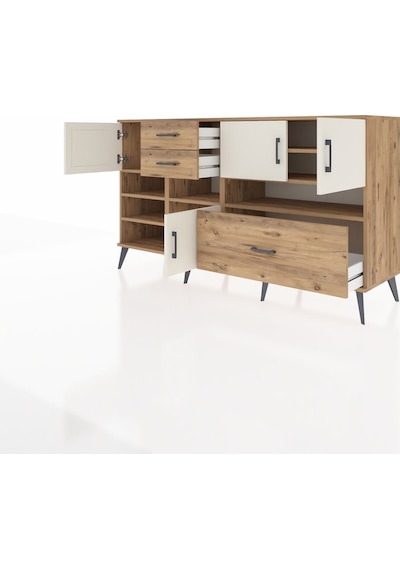 Kronos Konsol 7 Raflı 3 Çekmeceli 4 Kapaklı 176x59x99 Çam-aytaşı/ Çam-aytaşı/çam