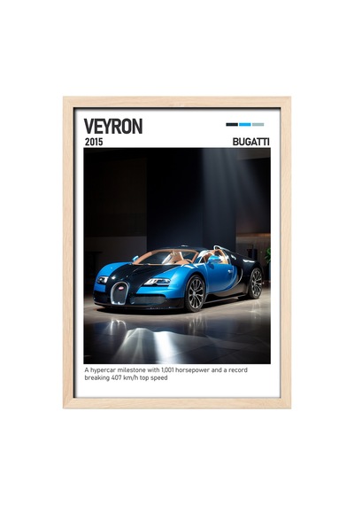 Bugatti Veyron Ahşap Çerçeveli Poster Tablo Super Sport Tasarım Ahşap 01