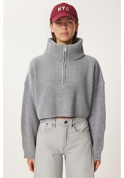 Cloudy Kids Kadın Oversize Fermuarlı Crop Triko Kazak Günlük Kullanım Mevsimlik Gri - 607293446 Gri Cloudy Kids Kadın Oversize Fermuarlı Crop Triko Kazak Günlük Kullanım Mevsimlik Gri - 607293446 Gri