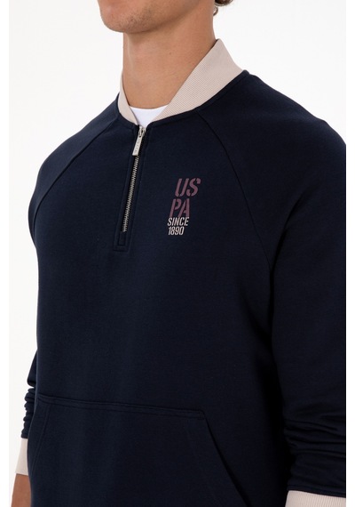U.S. Polo Assn. Erkek Yarım Fermuarlı Comfort Fit Lacivert Basic Sweatshirt 50316303-VR033