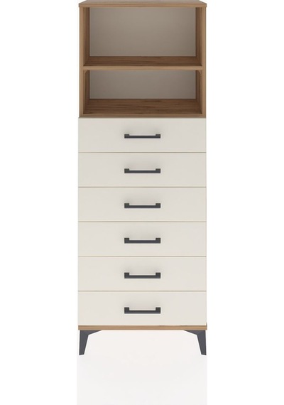 Arges Dolap 2 Raflı 6 Çekmeceli 60x30x163 Çam-aytaşı Çam