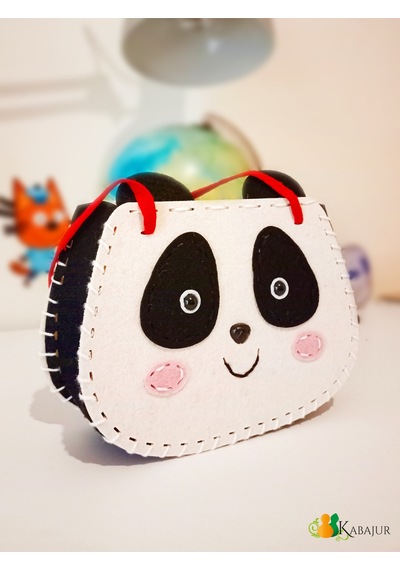 Sevimli Panda Çocuk Çantası Keçe Dikiş Seti - Eğitici Geliştirici Montessori Aktivite