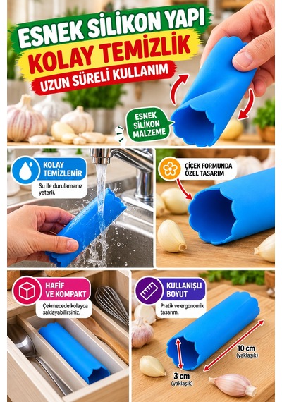 Silikon Sarımsak Soyucu Pratik Sarımsak Soyma Aparatı Esnek Mutfak Gereci Karışık Renk Gönderim Renkli