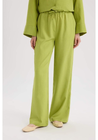 DeFacto Wide Leg Keten Karışımlı Geniş Paça Pantolon D8187AX25SPGN698