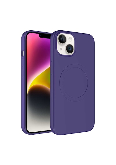 Apple Uyumlu iPhone 14 Plus Uyumlu Magsafe Wireless Şarj Özellikli Pastel Renk Silikon Zore Plas Kılıf-mürd Mürdüm -