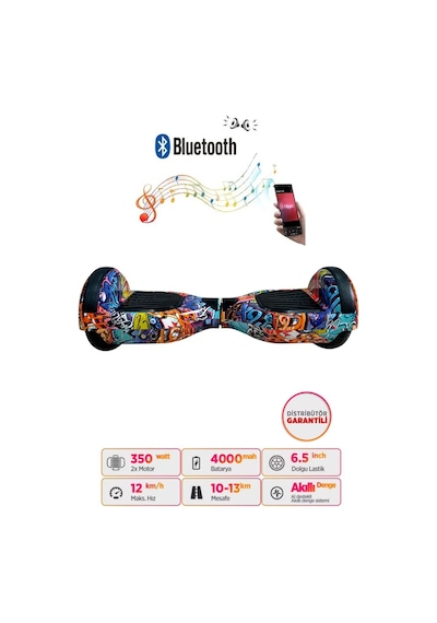 Citymate Hoverboard 6.5 inch Elektrikli Kaykay Scooter Bluetooth Hoparlörlü D11