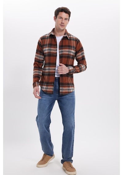 Tudors Erkek Slim Fit Dar Kesim Kareli Kışlık Oduncu Gömlek-42212 Kahverengi Tudors Erkek Slim Fit Dar Kesim Kareli Kışlık Oduncu Gömlek-42212 Kahverengi