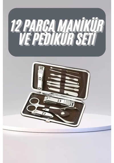 12 Parça Manikür Pedikür Seti Tırnak Bakımı Nasır Temizleme El Ayak Bakımı 48817344