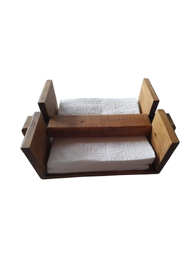 Masif Ahşap Çam Ağacı Dekoratif Peçetelik 19 Cm X 15,5 Cm