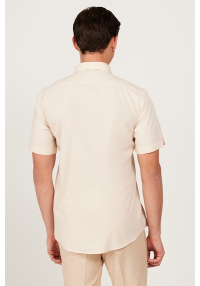 AC&Co / Altınyıldız Classics Erkek Ekru Slim Fit Dar Kesim Düğmeli Yaka %100 Pamuk Desenli Kısa Kollu Gömlek Ekru AC&Co / Altınyıldız Classics Erkek Ekru Slim Fit Dar Kesim Düğmeli Yaka %100 Pamuk Desenli Kısa Kollu Gömlek Ekru