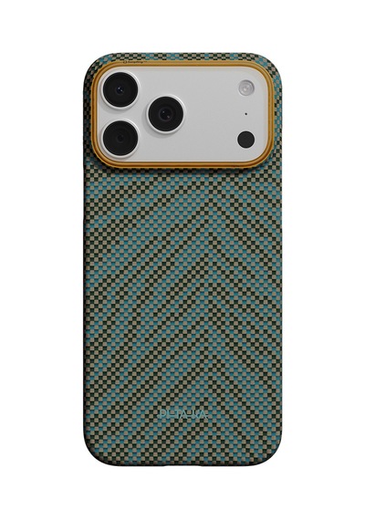 İphone 17 Pro Max Kılıf M-safe Uyumlu Aramid Fiber Pitaka Breath Of Veins Serisi Kapak Yeşil