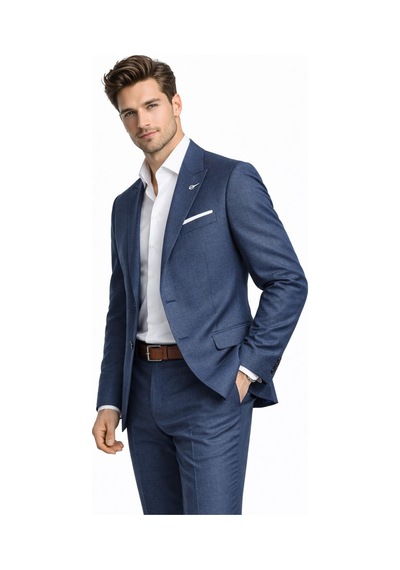 Suitmen Erkek Silim Fit Yelekli Çift Yırtmaçlı Takım Elbise Bgl-st05327 İndigo