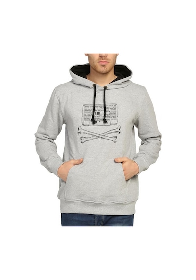 Bant Giyim - 90'S Kaset Grunge Punk Rock Gri Kapşonlu Sweatshirt