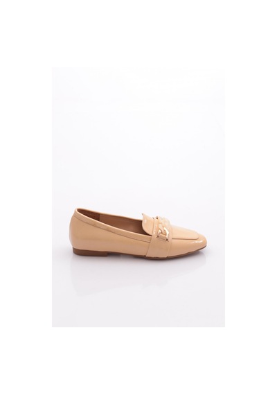 Dgn 5007-23y Kadin Burgu Tokali Loafer Nude Kırışık Rugan