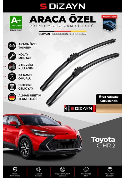S-dizayn Toyota C-hr Ön Cam Silecek Seti 2023 Üzeri Premium Araca Özel 70-35 Cm A+ Kalite