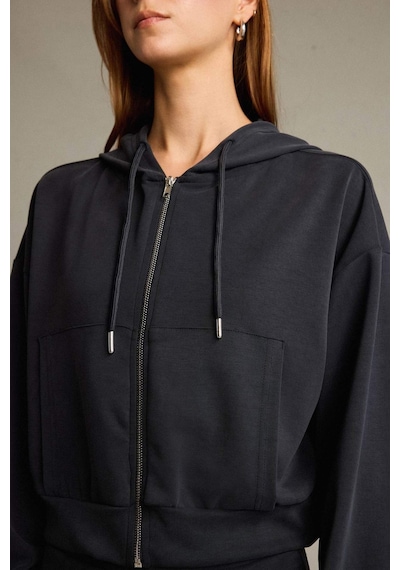 Defacto Kapüşonlu Modal Fermuarlı Sweatshirt G2915ax25auar225 Antrasit