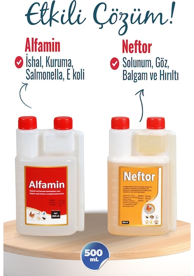 2'li Set Kuşlar İçin Neftor Hırıltı + Alfamin Kuruma Seti 500ml