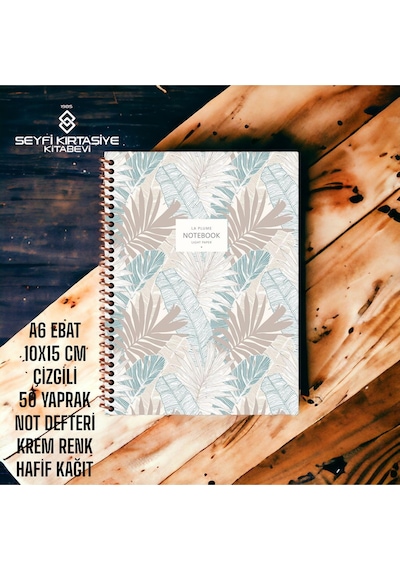 10x15 Cm Çizgili 50 Yaprak Hafif Not Defteri La Plume Karton Kapak Telli Defter 70 Gr Ivory Kağıt 4