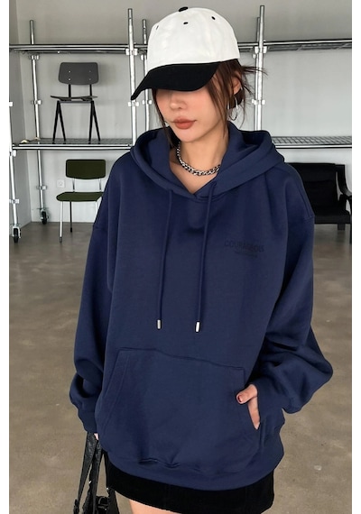 Unisex Star Baskılı Sweatshirt Lacivert