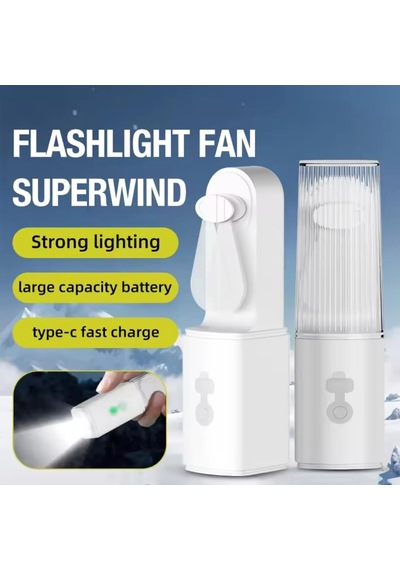 Usb Şarjlı Fenerli Mini El Fanı 1200 Mah Taşınabilir Çanta Kamp Ve Ofis Vantilatörü