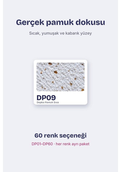 Depka Pamuk Sıva Dp09 2 Kg 7-8 M² İpek Sıva Alternatifi Isı Ve Ses Yalıtımlı Dekoratif Sıva