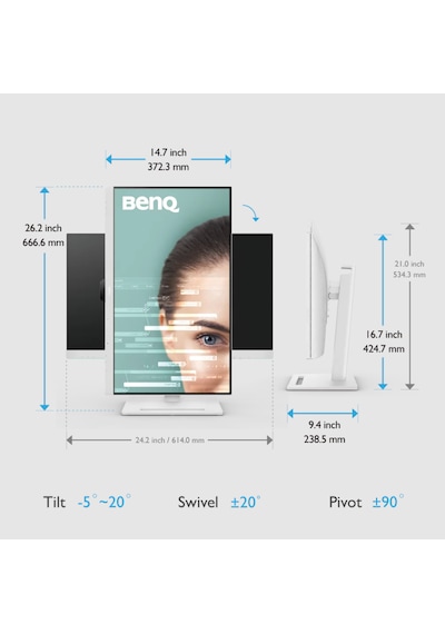 Benq Gw3290qt 31,5'' Ips 2k Qhd 75hz Hdmı Usb-c 3xusb 3.2 2xdp Daisy Chain Pivot Eye Care Beyaz Monitör