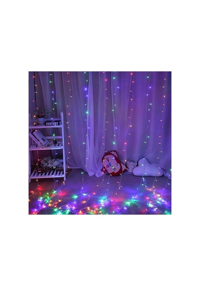 8 Fonksiyonlu 2 Metre 200 Led 10 Saçak Rgb Led Perde Aydınlatma Beyaz