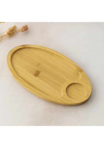 Hubrendy Tedarik Bambu Oval 2 Bölmeli Mini Servis Tepsisi 25x14x1.4 Cm Diğer