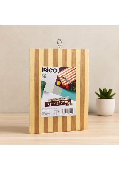 Bambu Kesme Tahtası 18x28x1.3 Cm Metal Kulplu Açık Ceviz