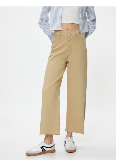 Koton Geniş Kısa Paça Kot Pantolon Yüksek Bel - Sandra Jeans Bej 4sal40007mw 4SAL40007MW055 Ekru Koton Geniş Kısa Paça Kot Pantolon Yüksek Bel - Sandra Jeans Bej 4sal40007mw 4SAL40007MW055 Ekru