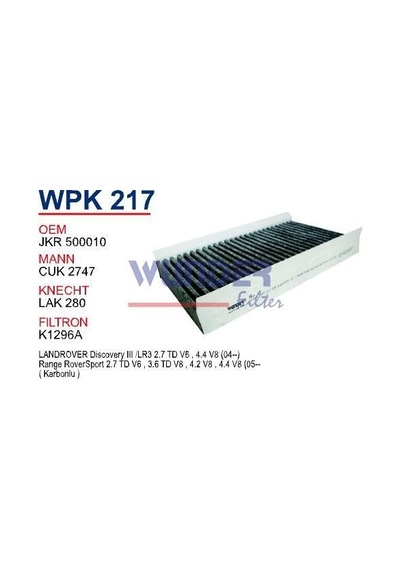 WUNDER WPK217 Polen Filtresi Discovery III-Range Rover (Karbonlu)