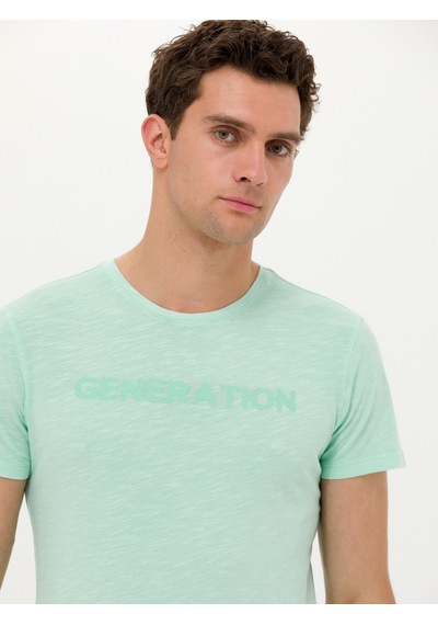 Yesıl Slim Fit Bisiklet Yaka T-shirt Yeşil