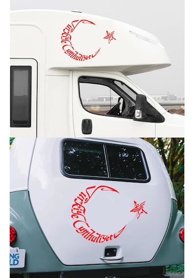 Ay Yıldız Türkiye Cumhuriyeti Atatürk Sticker - Araba Oto Cam Karavan Motosiklet Sticker - 00053 60X48 Cm