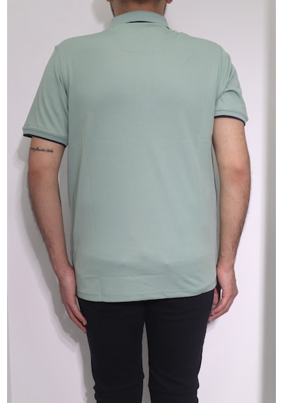 Santa Dmctekstil Erkek Desenli Spor Kesim Rahat Kalıp Cepsiz Polo Yaka T-shirt Yeşil