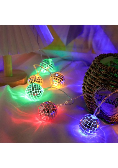 2 Metre 10 Led Rgb Aynalı Top Işık Pilli, 2 Fonksiyonlu Dekoratif Renkli Aydınlatma 2 Metre