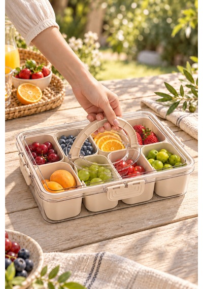 Bölmeli Atıştırma Kabı Kahvaltılık Çok Amaçlı Organizer Bej - 865604196 Bej