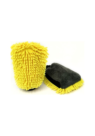 Trobus Peluş Oto Yıkama Eldiveni Süngerli Büyük Boy Çift Yüzeyli 22x19 Cm Sarı